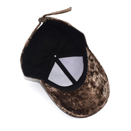 Winter Streetwear Golden Velvet Soft Snapback Cap