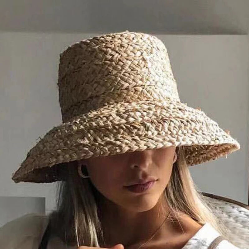 Women's Wide Brim Raffia Bucket Hat