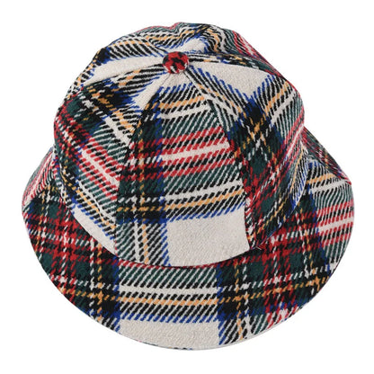 Vintage Plaid Short Brim Winter Bucket Hat