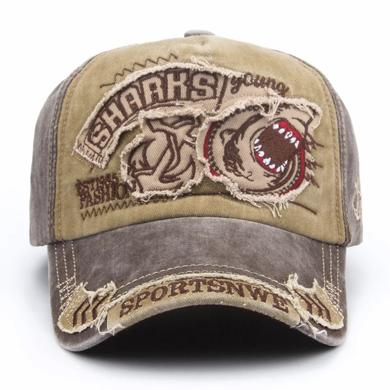 Cotton Shark Embroidered Casual Unisex Baseball Cap