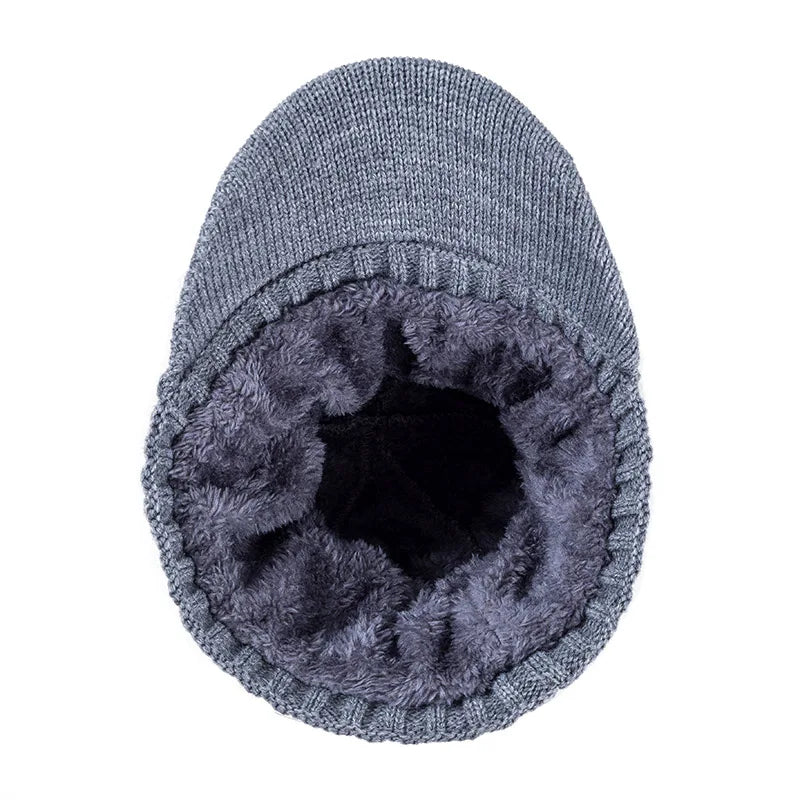 Fur-Lined Knitted Winter Beanie With Brim
