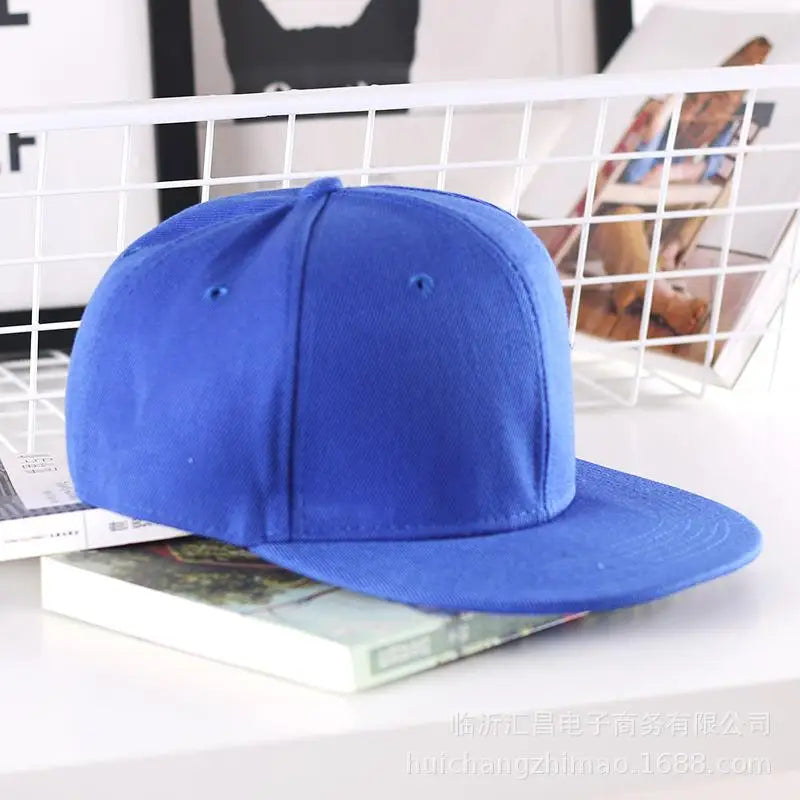 Solid Flat Brim Plain Snapback Cap For Street Dance