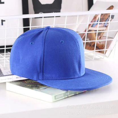 Solid Flat Brim Plain Snapback Cap For Street Dance