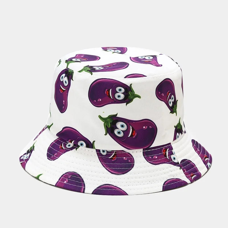 Vegetable Pattern Bucket Hat Unisex Fisherman Sun Cap