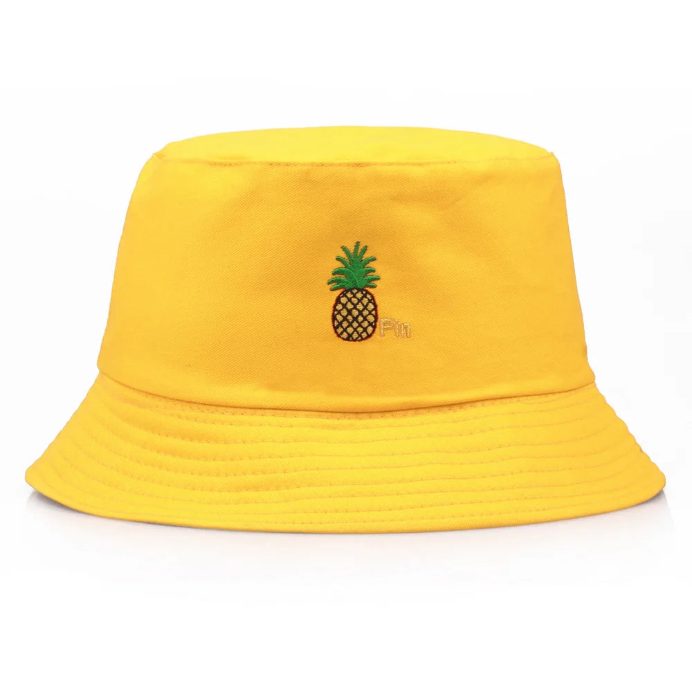 Pineapple Embroidered Hip Hop Summer Bucket Hat