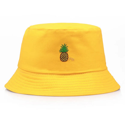 Pineapple Embroidered Hip Hop Summer Bucket Hat