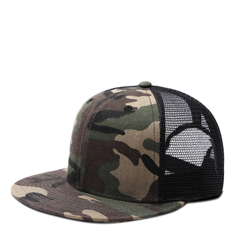 Adult Solid Color Mesh Hip Hop Snapback Cap