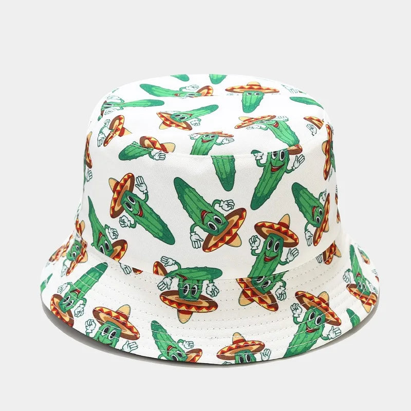 Vegetable Pattern Bucket Hat Unisex Fisherman Sun Cap