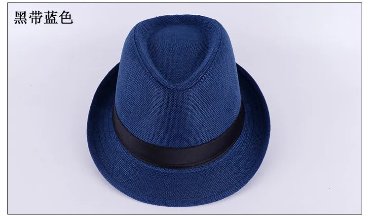 Men's Spring Summer Linen Jazz Fedora Classic Bowler Hat