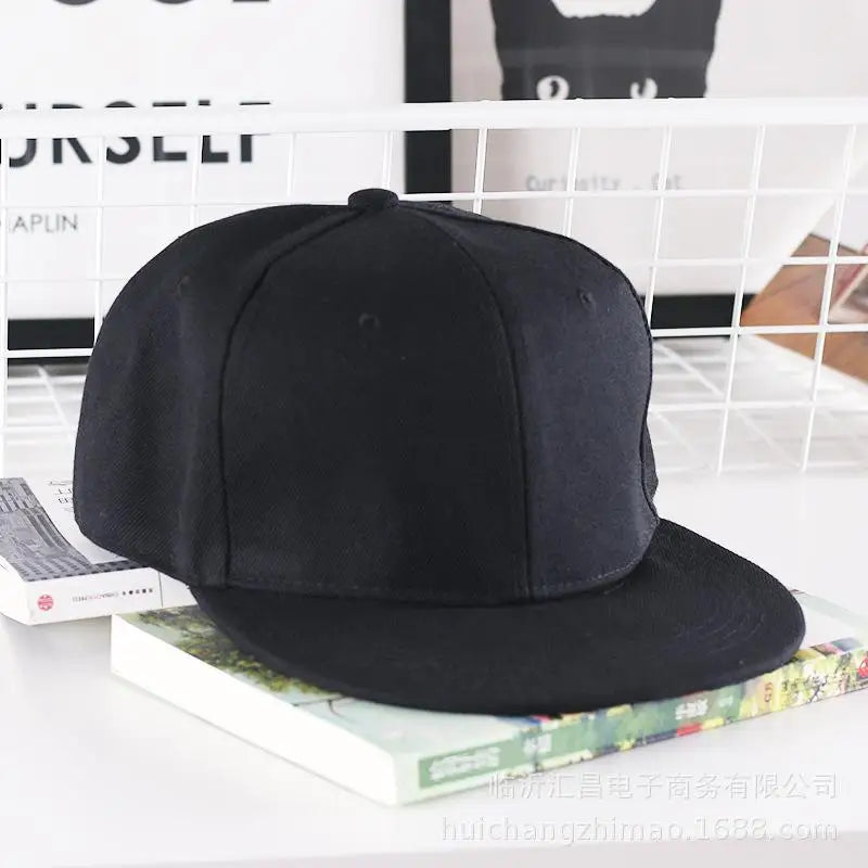 Solid Flat Brim Plain Snapback Cap For Street Dance