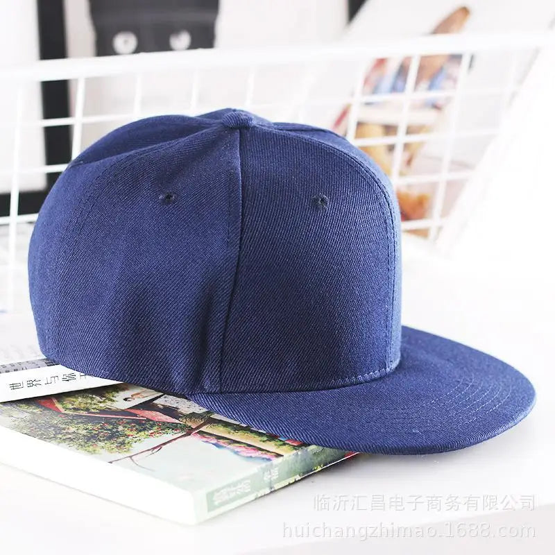 Solid Flat Brim Plain Snapback Cap For Street Dance