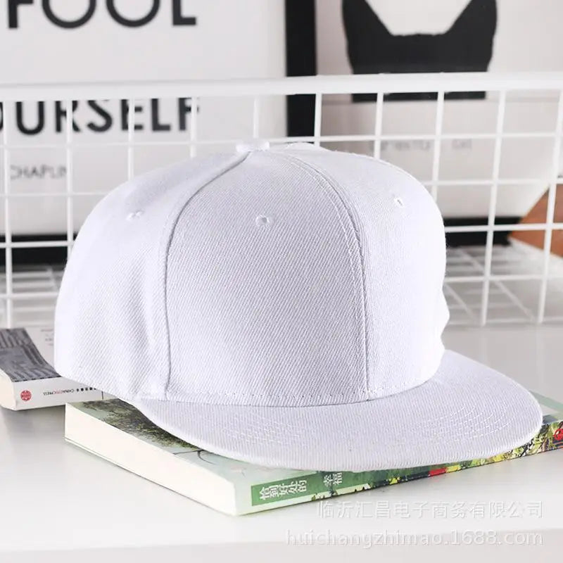 Solid Flat Brim Plain Snapback Cap For Street Dance