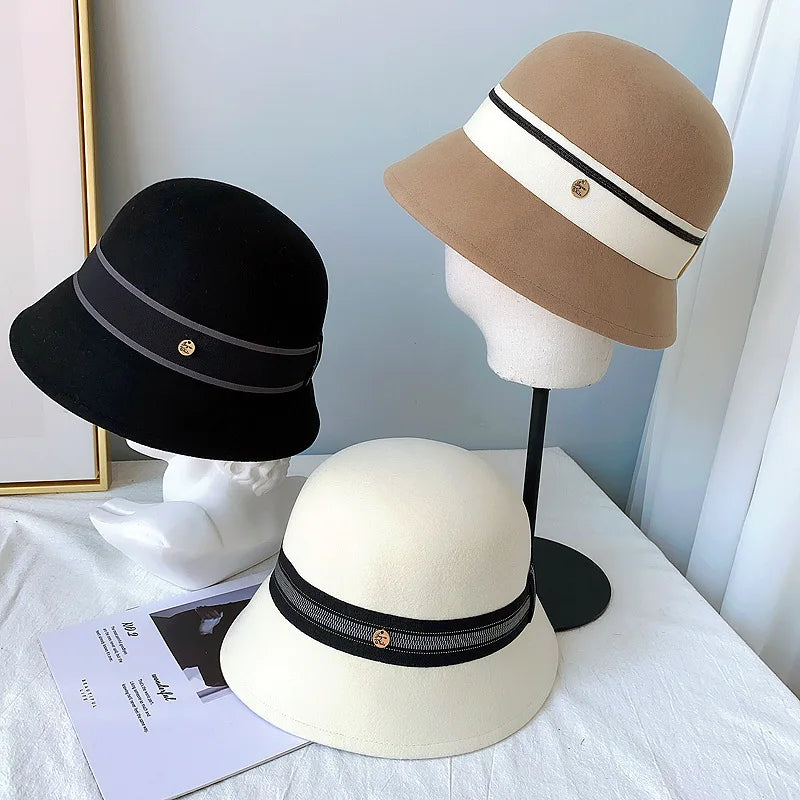Vintage Wool French Style Women's Bucket Hat