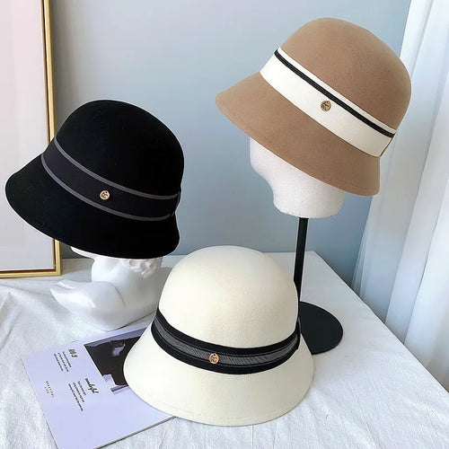 Vintage Wool French Style Women's Bucket Hat