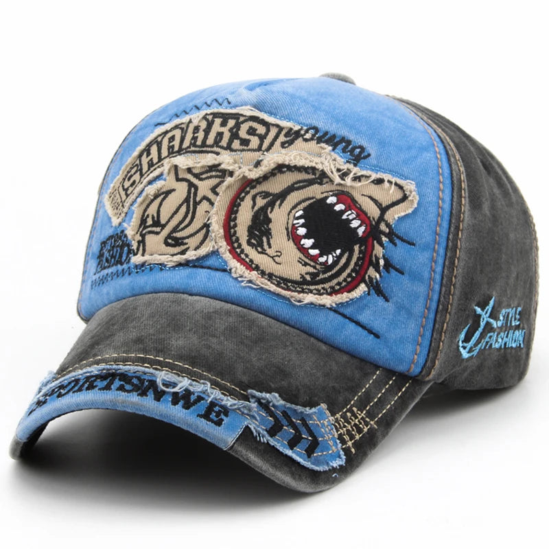 Cotton Shark Embroidered Casual Unisex Baseball Cap
