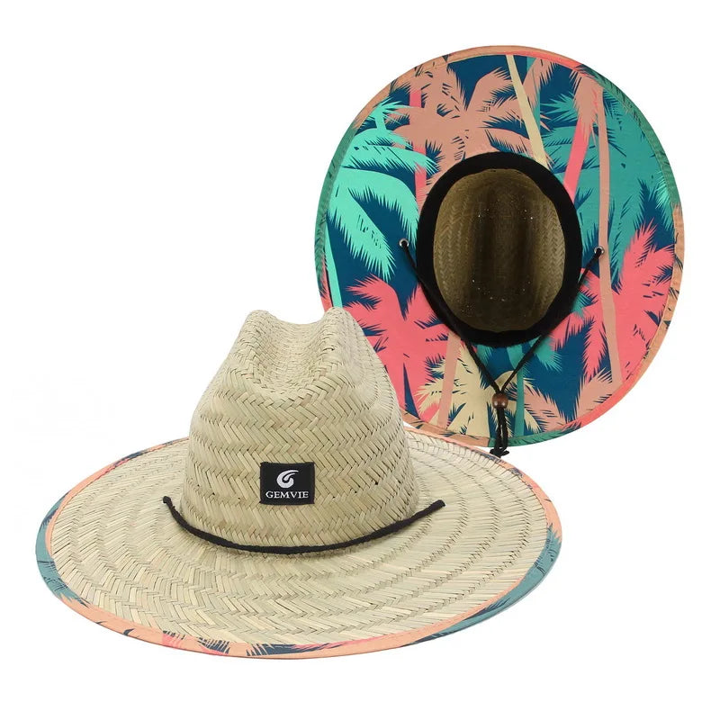 Fashion Straw Lifeguard Summer Beach Sun Hat Wide Brim