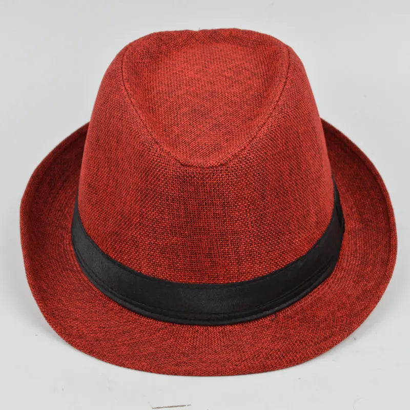 Men's Spring Summer Linen Jazz Fedora Classic Bowler Hat