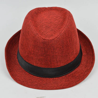 Men's Spring Summer Linen Jazz Fedora Classic Bowler Hat