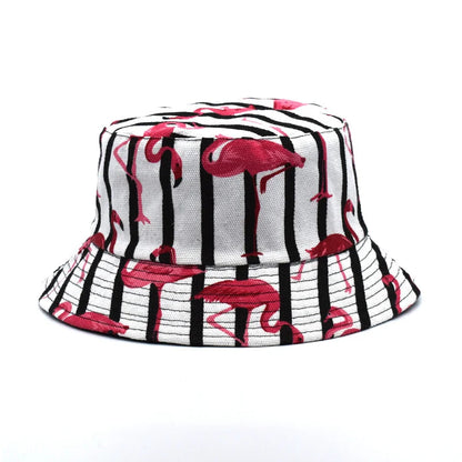 Flamingo Printed Double Sided Bucket Hat