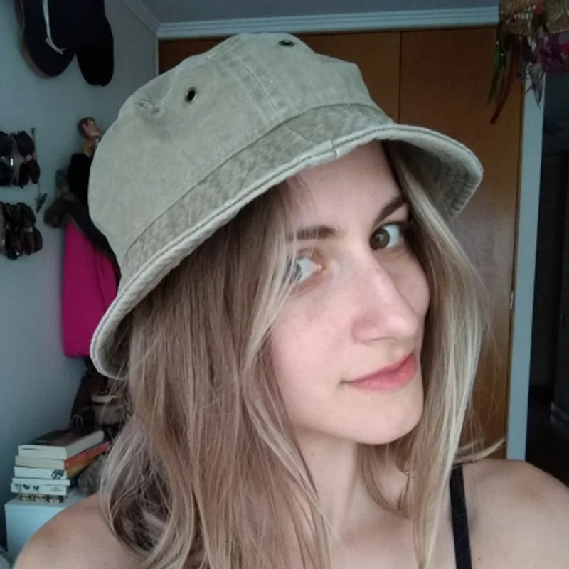 Vintage Washed Denim Hip Hop Bucket Hat