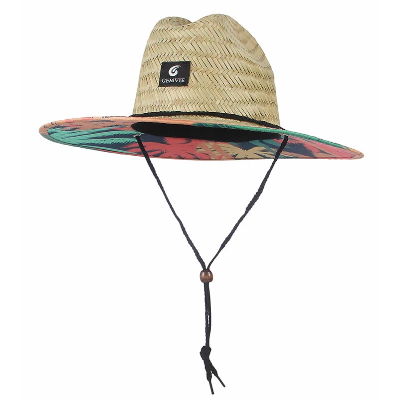 Fashion Straw Lifeguard Summer Beach Sun Hat Wide Brim