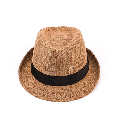 Men's Spring Summer Linen Jazz Fedora Classic Bowler Hat