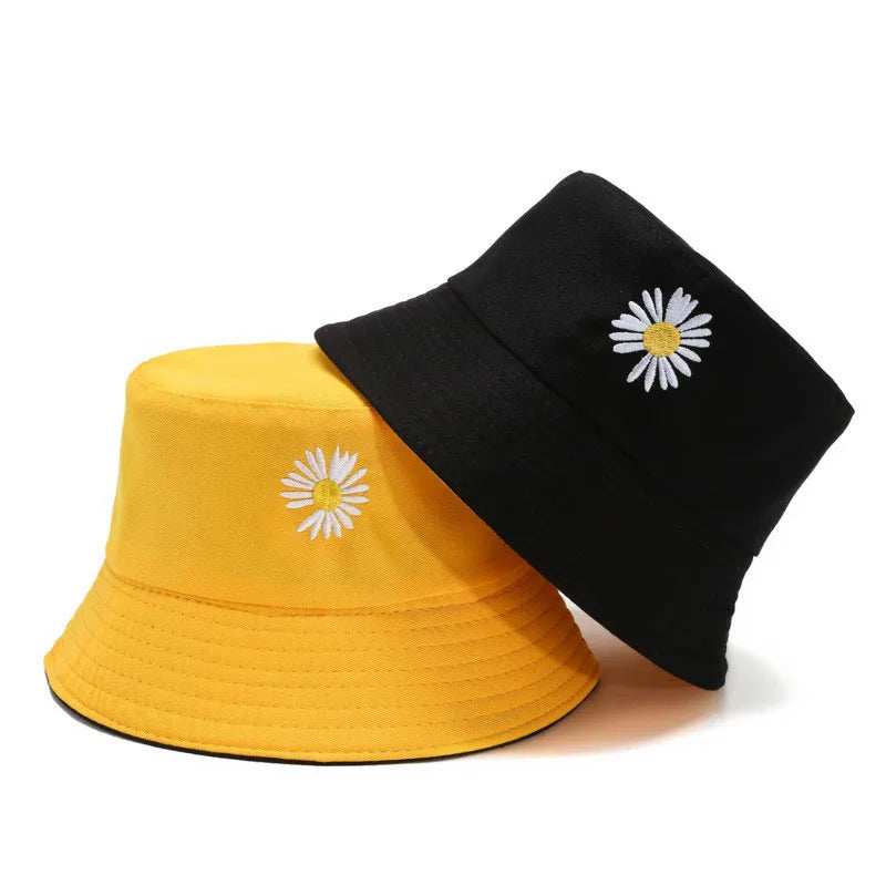 Double-Side Daisy Embroidery Bucket Hat Unisex