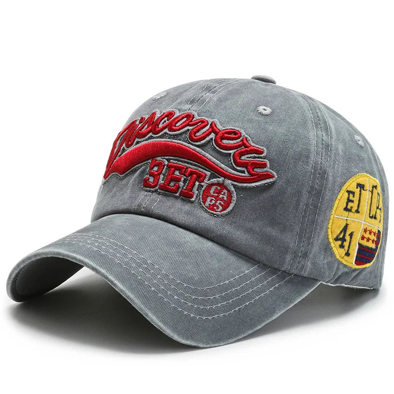 Retro Letter Embroidered Denim Baseball Cap