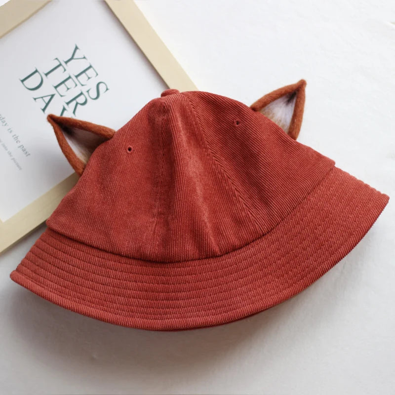 Women Fox Ears Summer Sun Bucket Hat