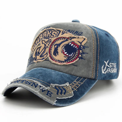 Cotton Shark Embroidered Casual Unisex Baseball Cap