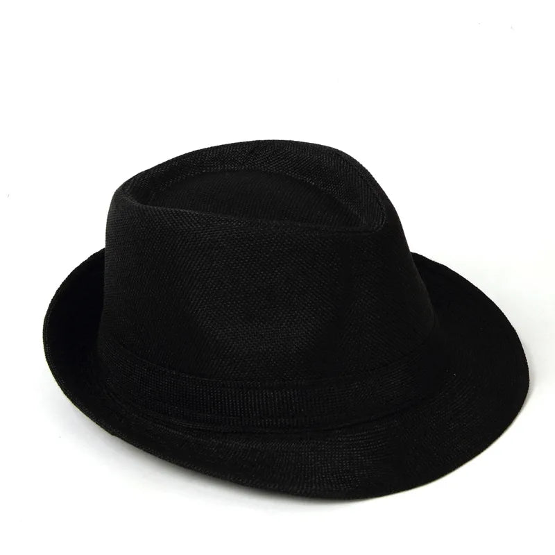 Men's Spring Summer Linen Jazz Fedora Classic Bowler Hat