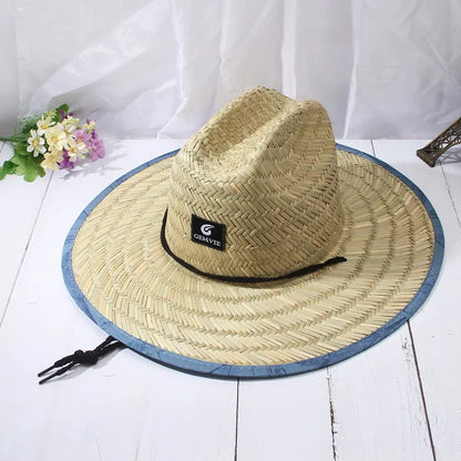 Fashion Straw Lifeguard Summer Beach Sun Hat Wide Brim