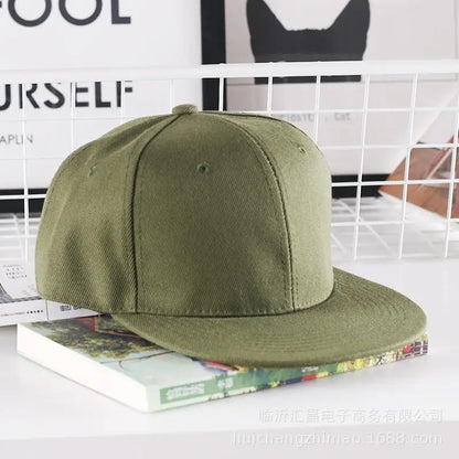 Solid Flat Brim Plain Snapback Cap For Street Dance