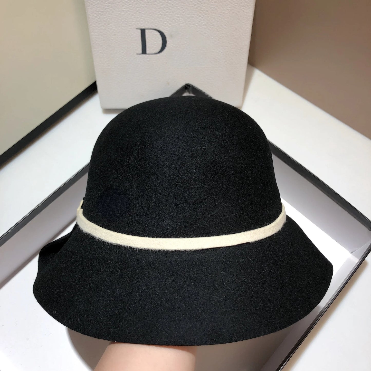 Double Sided Wool Bow Bucket Hat