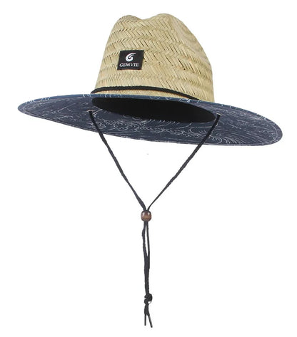 Fashion Straw Lifeguard Summer Beach Sun Hat Wide Brim