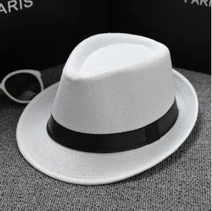 Men's Spring Summer Linen Jazz Fedora Classic Bowler Hat