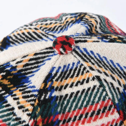 Vintage Plaid Short Brim Winter Bucket Hat