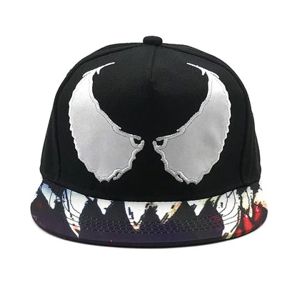 Venom Large Eyes Embroidery Wing Pattern Snapback Cap Unisex