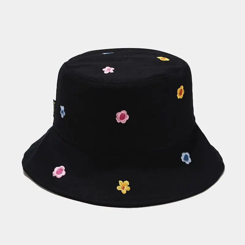 Cotton Flower Embroidered Unisex Bucket Hat