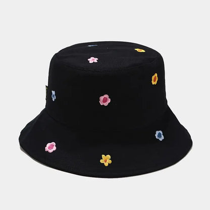 Cotton Flower Embroidered Unisex Bucket Hat