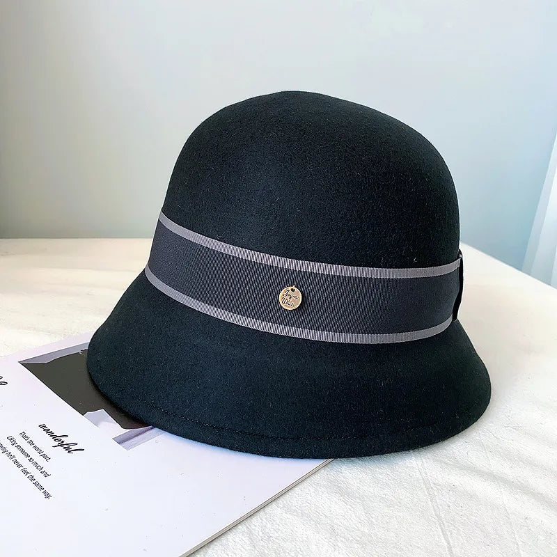 Vintage Wool French Style Women's Bucket Hat
