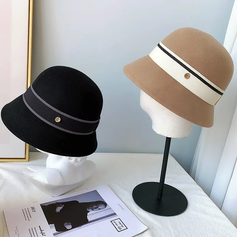 Vintage Wool French Style Women's Bucket Hat