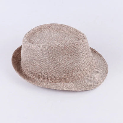 Men's Spring Summer Linen Jazz Fedora Classic Bowler Hat