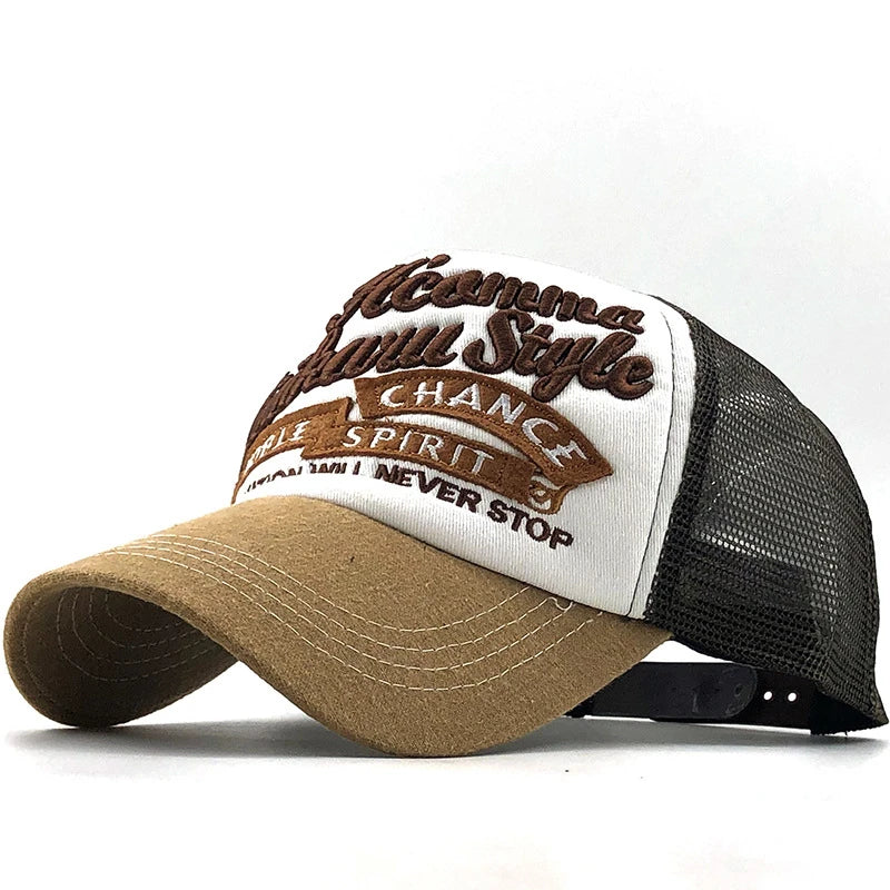 Fishing Embroidery Mesh Adjustable Trucker Baseball Cap
