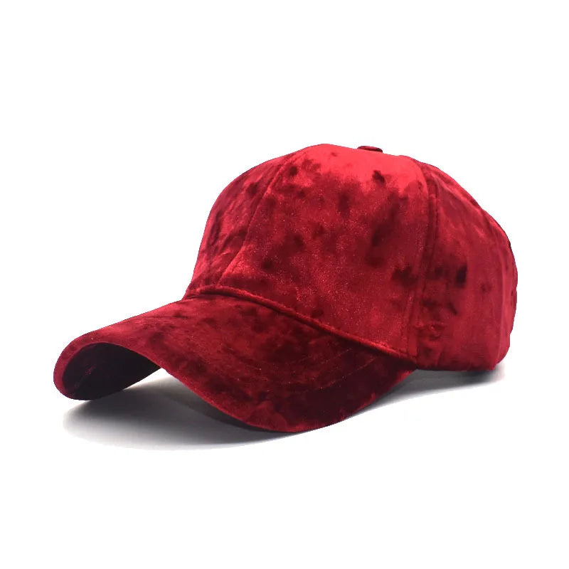 Winter Streetwear Golden Velvet Soft Snapback Cap