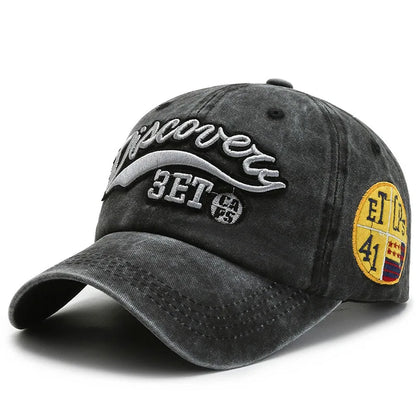 Retro Letter Embroidered Denim Baseball Cap