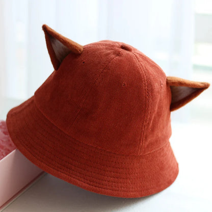 Women Fox Ears Summer Sun Bucket Hat