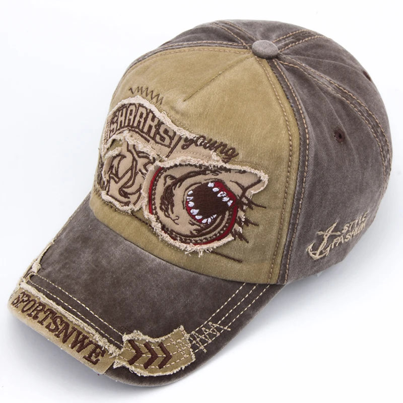 Cotton Shark Embroidered Casual Unisex Baseball Cap
