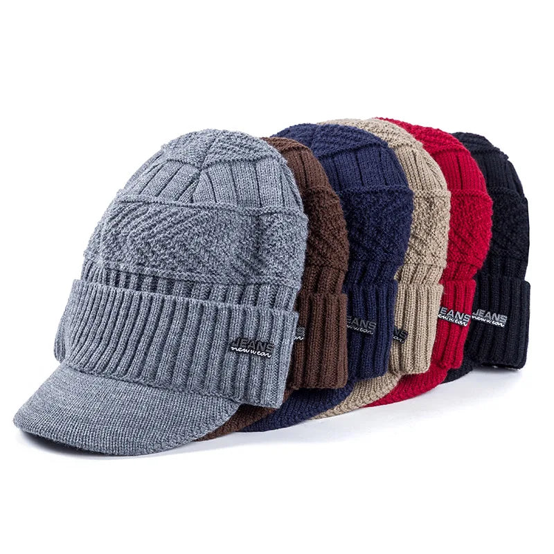 Fur-Lined Knitted Winter Beanie With Brim