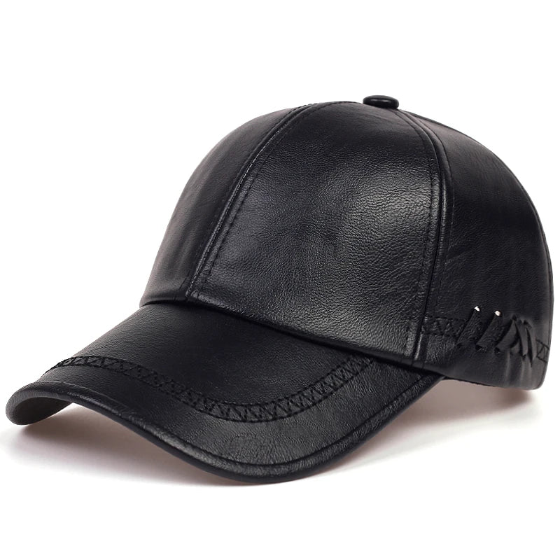 Fashion Winter Leather Baseball Cap